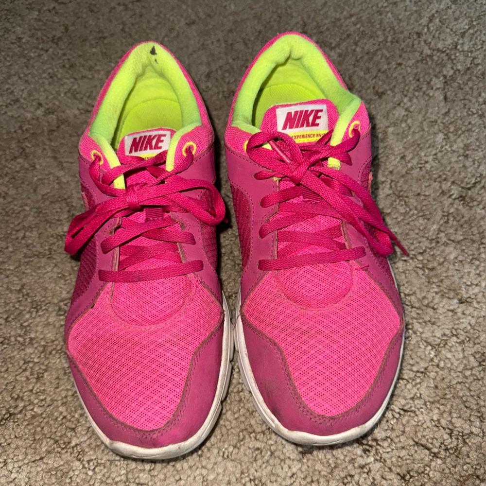 Nike Women's Pink and Neon Yellow Athletic Shoes
